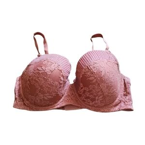 Victoria's Secret sz 36 DD salmon pink underwire Dream Angels lace bra lined dem